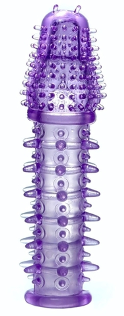 Фиолетовая закрытая насадка на пенис - 13,5 см. (Цвет: сиреневый)