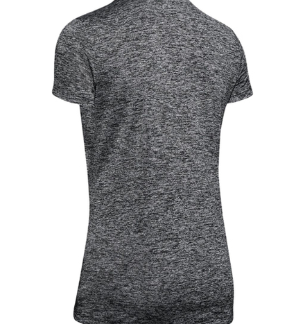 Женская теннисная футболка Under Armour Women's Tech Twist V-Neck - black/metallic silver