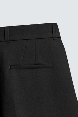 ZARA БРЮКИ WIDE FIT СО СКЛАДКАМИ, ЧЕРНЫЙ