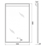 Зеркало BelBagno SPC-UNO-500-800-TCH с подсветкой с сенсорным выключателем