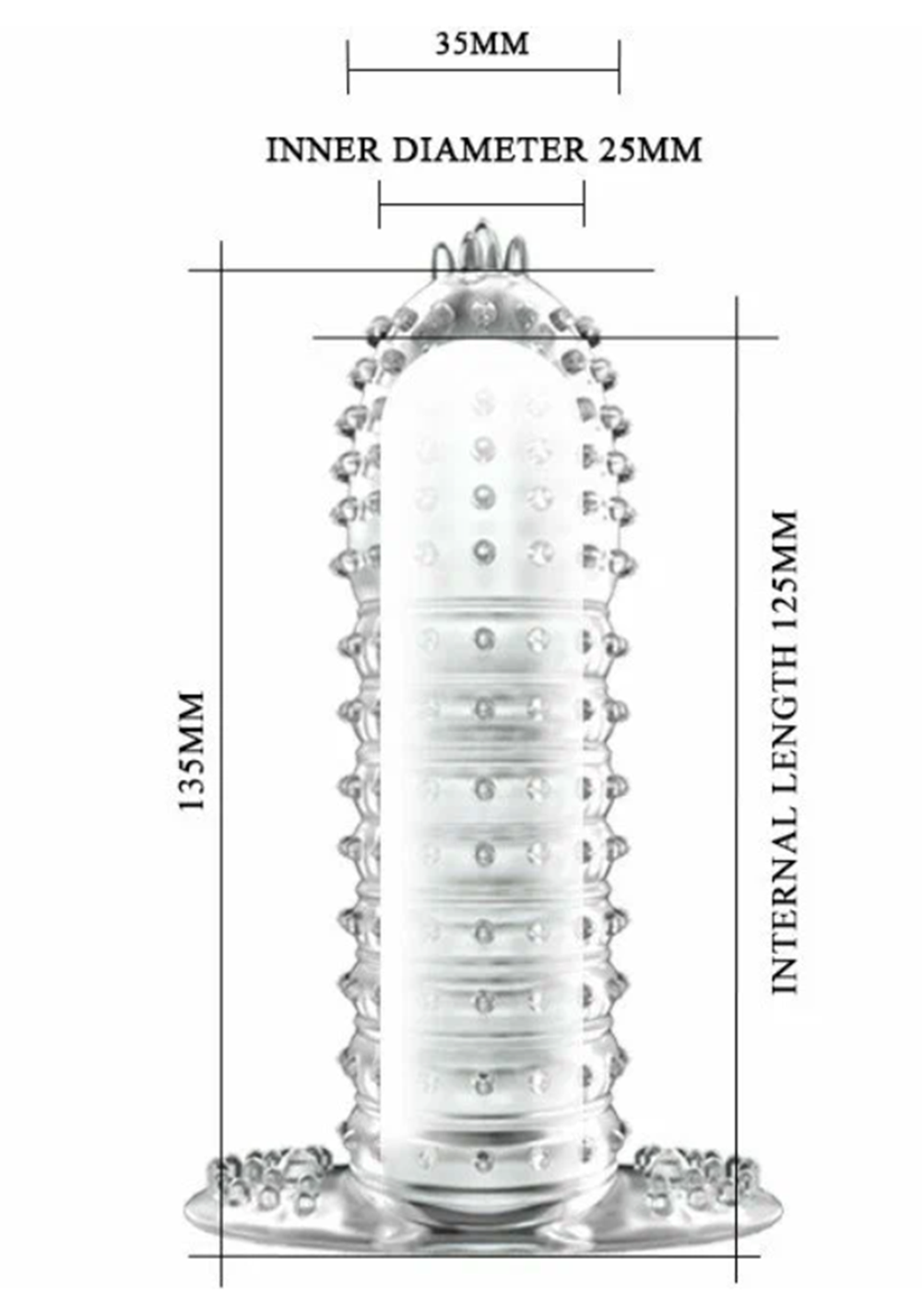 Насадка на пенис Baile с закрытой головкой и шипиками 13 см