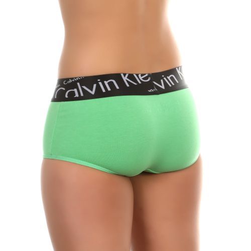 Женские трусы-шорты салатовые с черной резинкой Calvin Klein Women