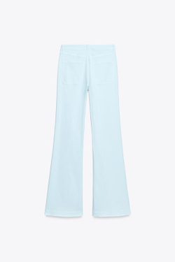 ZARA ДЖИНСЫ Z1975 FLARED С ВЫСОКОЙ ПОСАДКОЙ И ПУГОВИЦАМИ, ПАСТЕЛЬНО-СИНИЙ