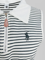 Майка W&L 6602-3 в полоску с воротником и логотипом на груди