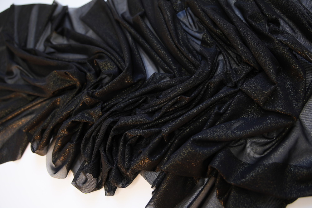 Сетка трикотаж металлик черная