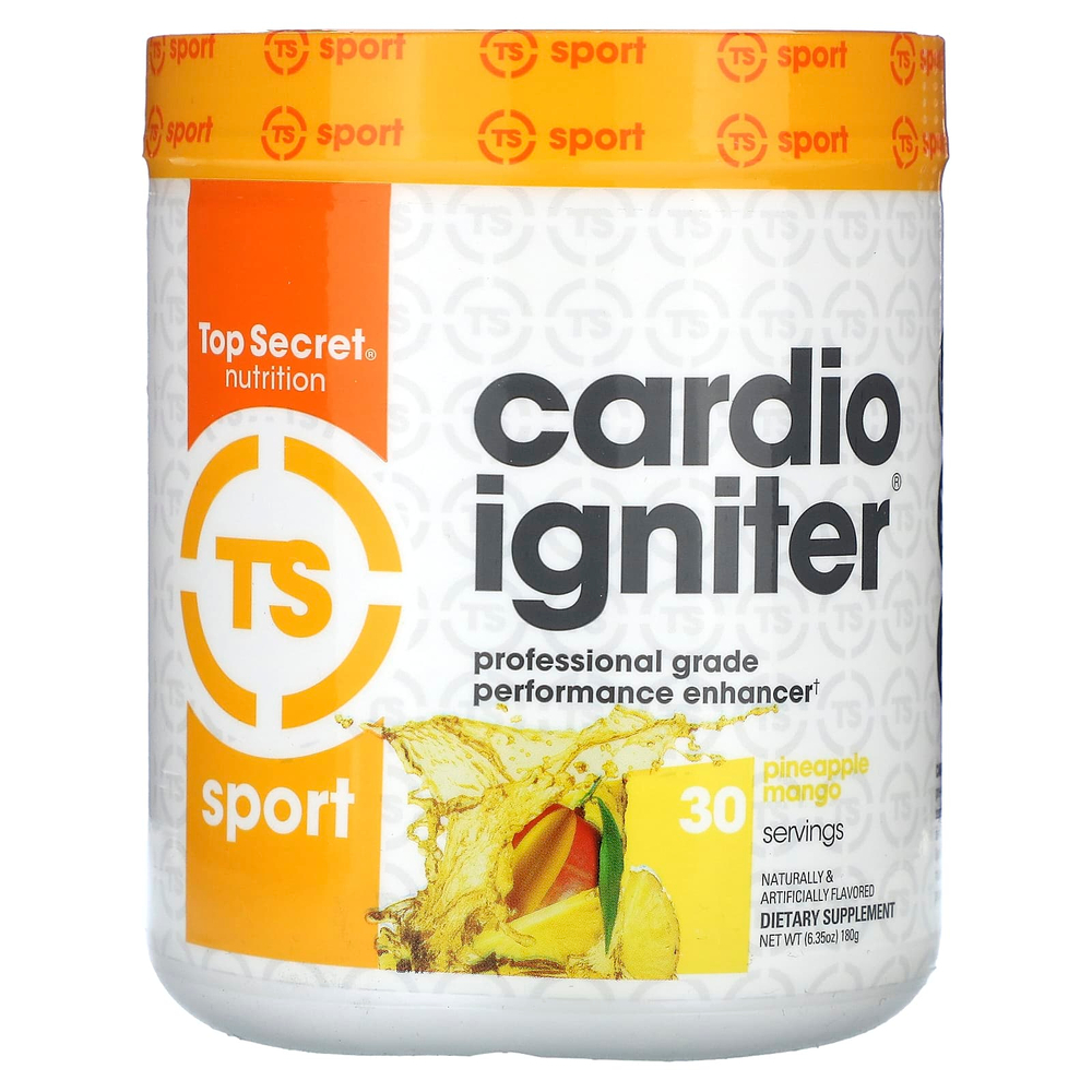 Top Secret Nutrition, Sport, Cardio Igniter, профессиональное средство для повышения производительности, ананас и манго, 180 г (6,35 унции)