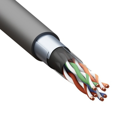 Кабель витая пара экранированный F/UTP 4PR cat 5e 24AWG внешняя оболочка LDPE черная [305м] TERACOM (провод для интернета) TRP-5EFTP-04PE-BK-OUT3