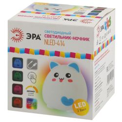 Ночник - светильник светодиодный ЭРА NLED-414-2W-BU аккумуляторный мягкий силиконовый белый с синим