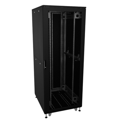 Шкаф напольный разобранный 19'' IT-CQE-N 42U 800x800мм, крыша с вырубкой, дверь перф. и двойная перф., двойные боковые панели, серый RAL7035