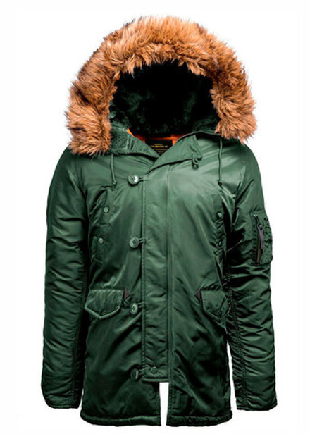 Куртка Аляска Alpha Slim Fit N-3B Parka (оливковая - s.green/orange)