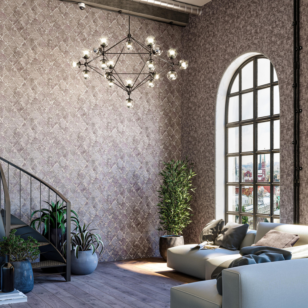Виниловые обои PL71710-45 PALITRA LIFE Loft с ромбами в стиле лофт, основа флизелин, 1.06 х 10 м
