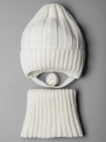 Шапка детская на осень и снуд с завязками