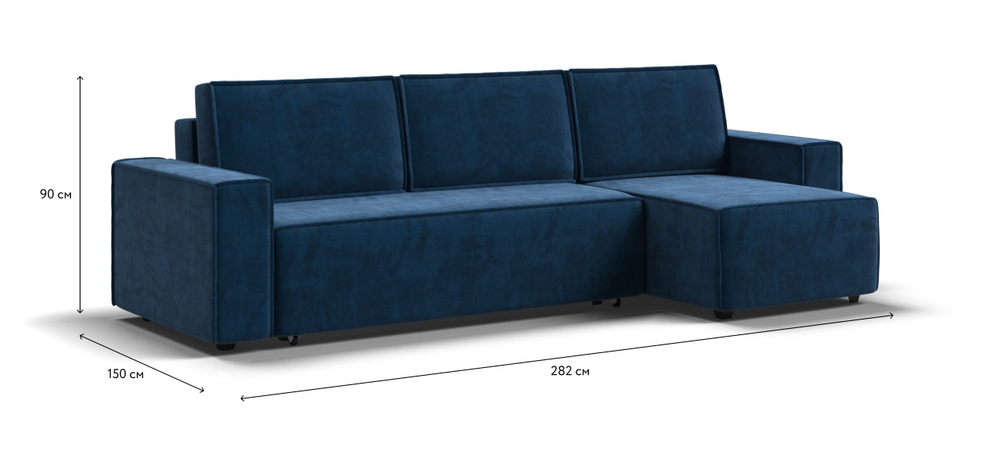 Угловой диван Норд Велюр Монолит синий