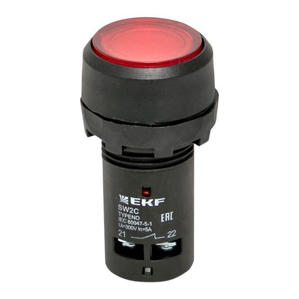 Кнопка SW2C-10D с подсветкой красн. NC 230В PROxima EKF sw2c-md-r-nc