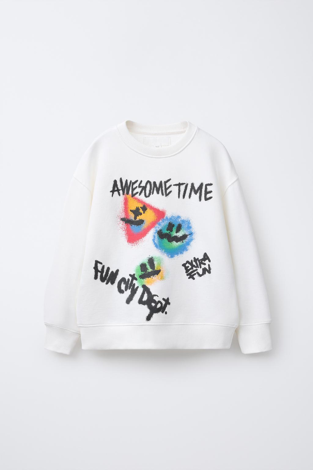 ZARA ХУДИ С РЕЛЬЕФНЫМ ПРИНТОМ «ГРАФФИТИ», ЭКРЮ