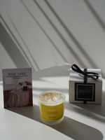 Ароматическая свеча с натуральным камнем "Цитрин" и ароматом "Лимонный мусс" 80мл