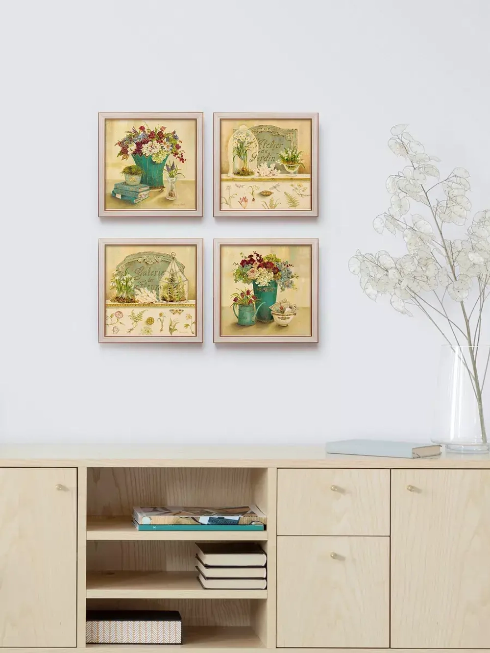 Картины на стену интерьерная на холсте 4 шт, 23*23 см