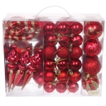 Набор ёлочных украшений «Wish» 6 см + 4 см (50 предмета), Красный
