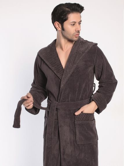 Халат мужской с капюшоном 2805 коричневый Nusa Турция