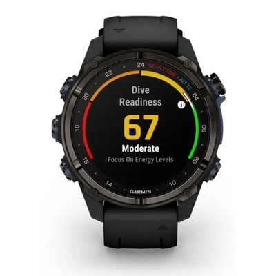 Смарт часы Garmin Descent MK3i - 43 мм Титан Carbon Grey DLC с черным силиконовым ремешком