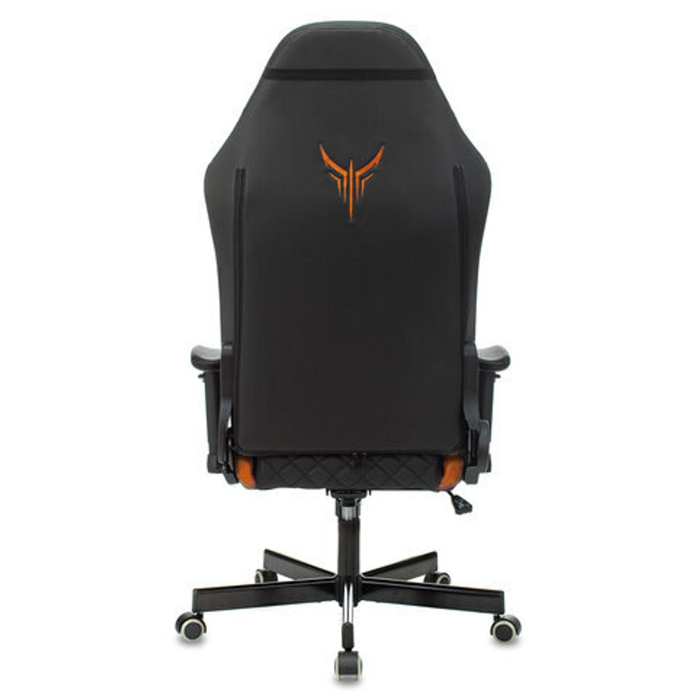 Кресло компьютерное Knight EXPLORE, 2 подушки, экокожа премиум, черное/оранжевое, 1628886