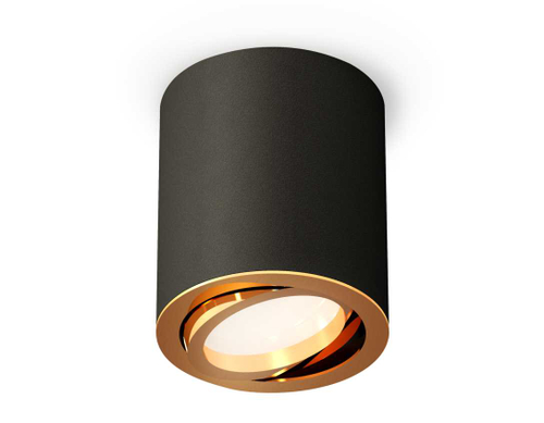 Комплект накладного поворотного светильника Ambrella light XS7422003 SBK/PYG черный песок/золото желтое полированное (C7422, N7004)