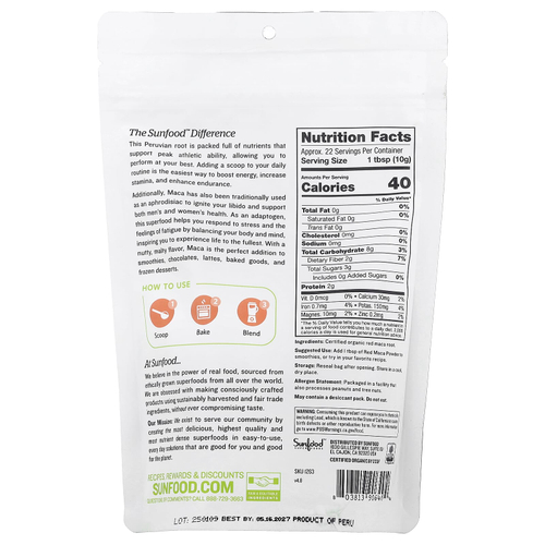 Sunfood, Порошок из необработанной органической красной маки, 227 г (8 унций)