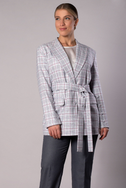 Жакет женский 4321АП, клетка белая #406БКл044321АП