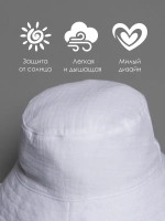 Белая детская панама на лето с завязками