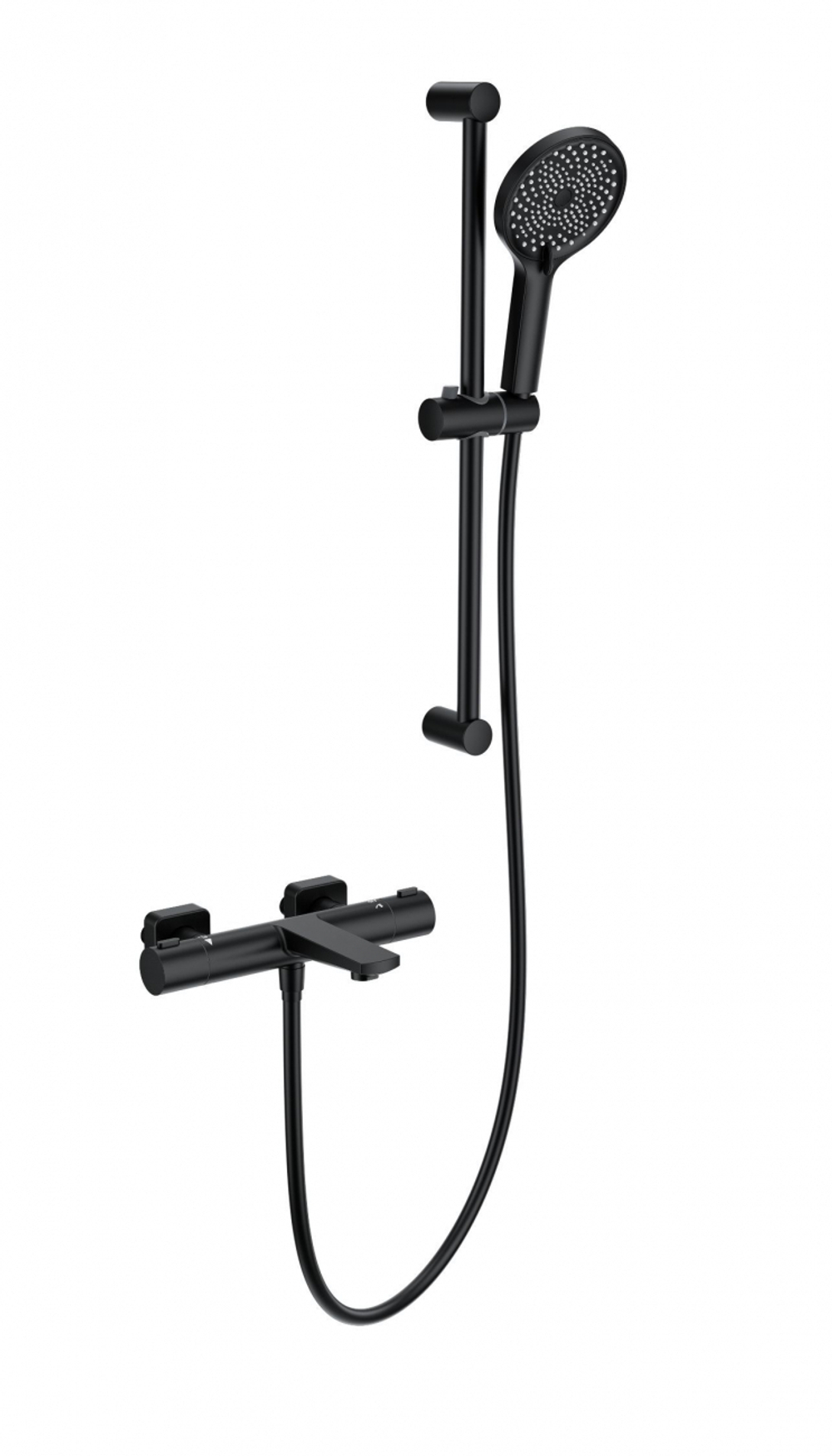 Смеситель для ванны с душевым гарнитуром и термостатом WONZON & WOGHAND, Черный матовый (WW-C2021-A-MB)