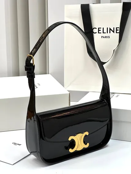 Сумка CELINE TERENCE из лакированной телячьей кожи черный
