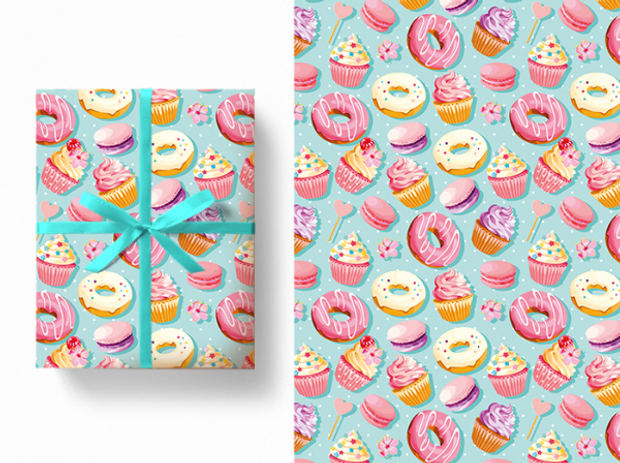 Бумага глянцевая 80гр/м2, 100см х 70см, Пончики Цена указана за 1 лист