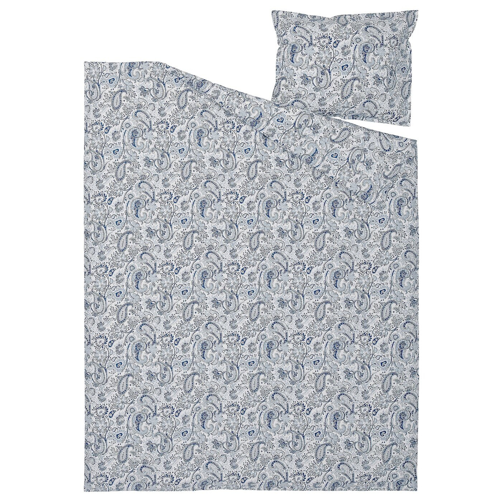 RODGERSIA Пододеяльник и наволочка, синий/белый, 150x200/50x60 см