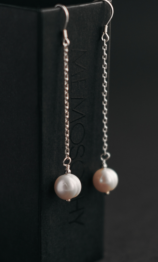 Серьги "Memo about Relationship" из жемчуга длинные серебро 925