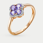 Кольцо для женщин из розового золота 585 пробы с танзанитом и бриллиантом (арт. 11434-151-141-00)