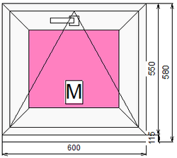 Пластиковое окно 550 х 600 фрамуга (форточка) ТермА Эко + Москитная сетка