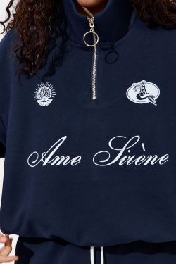 Олимпийка с короткой молнией "Âme Sirène" цвета нейви
