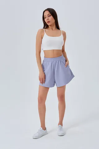 Шорты укороченные из рифленого хлопка лавандового цвета