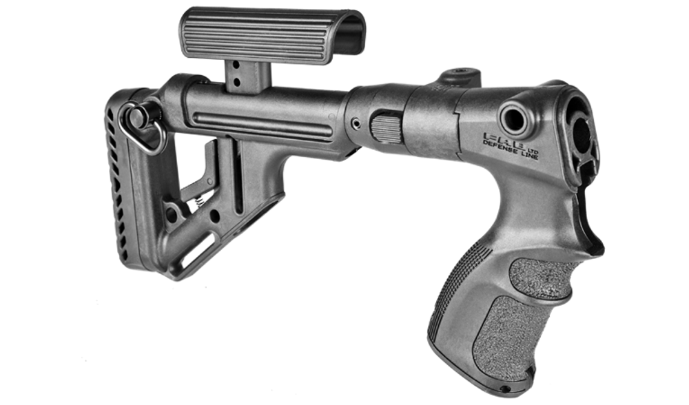 Складной приклад со щекой на Remington 870, черный, FAB Defense