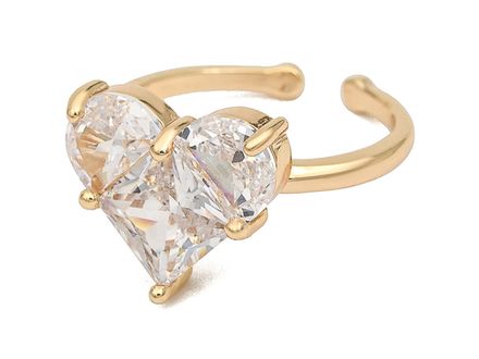 Кольцо Сердце 12,5мм, с прозрачными кристаллами (уценка)