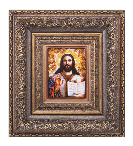 AMB-05/ 6 Икона «Иисус Христос» (с янтарной крошкой) H-22см
