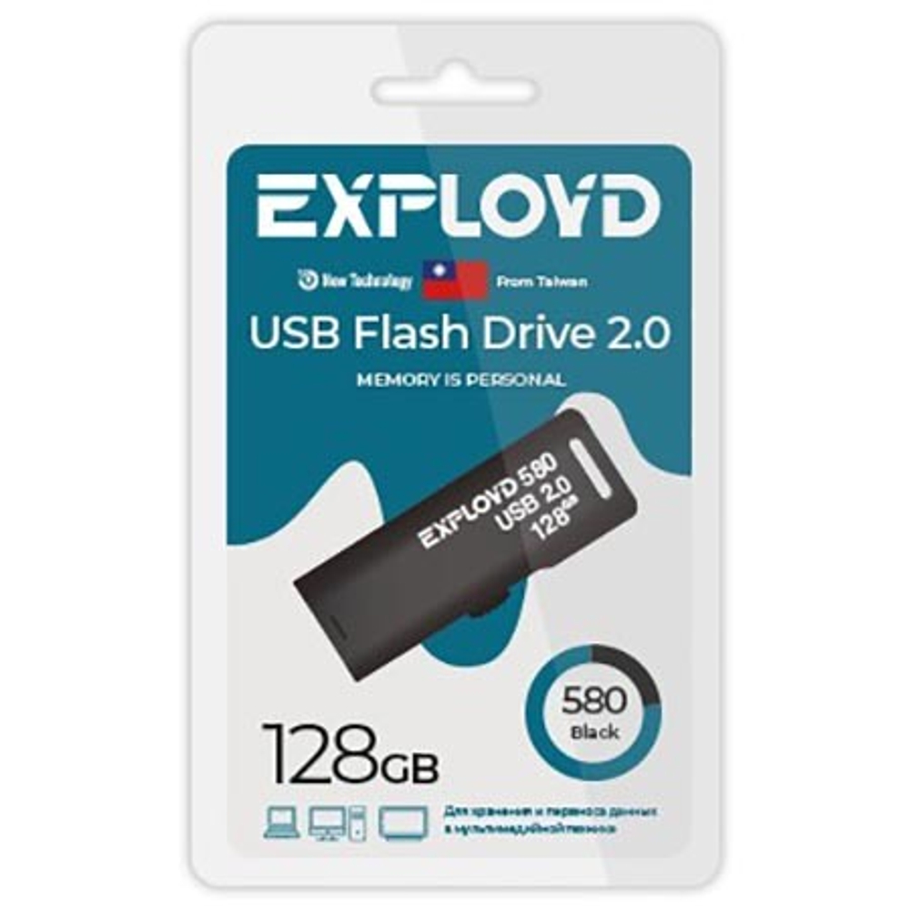 USB Флешка 128GB Exployd 580, USB 2.0, черная