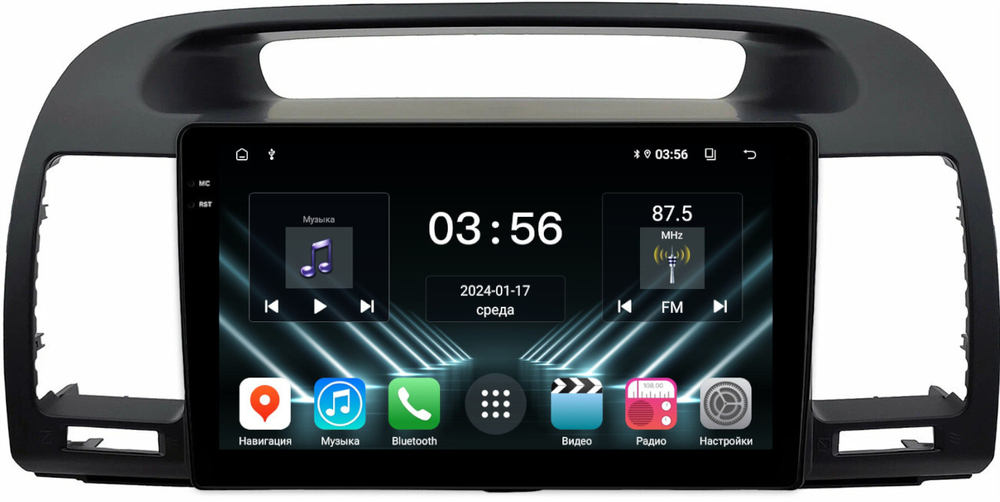Магнитола Toyota Camry 30 2001-2006 (рамка черная) - FarCar DX3020M монитор 9.5" IPS на Android 13, 4+64Гб, CarPlay