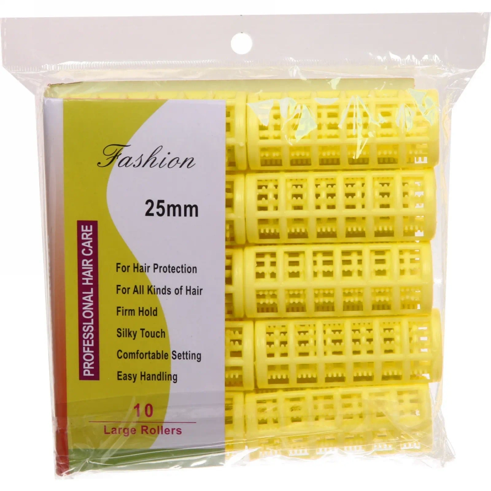 Бигуди пластмассовые с зажимом 10шт, цвет микс, d=25мм