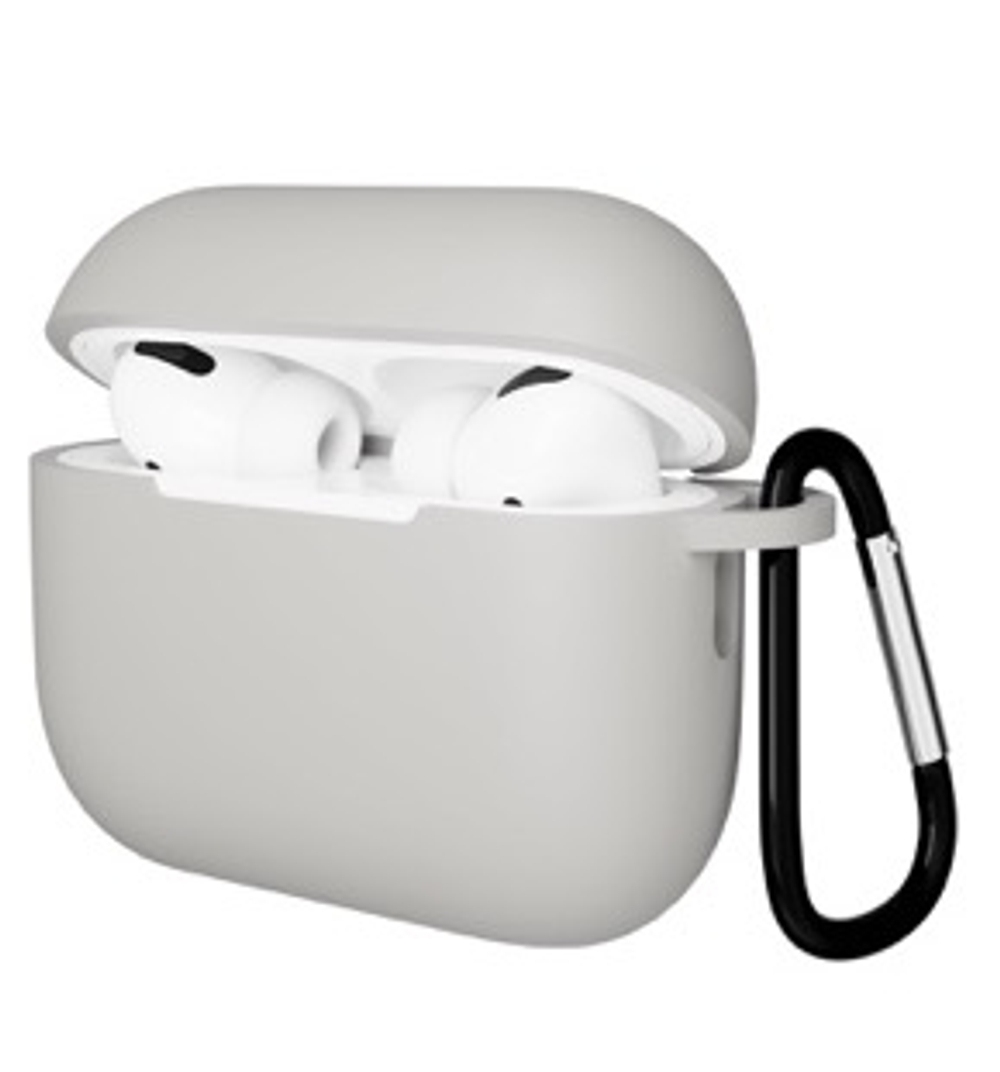Чехол Gurdini с карабином, покрытие софт-тач для Airpods Pro 3 (Серый)