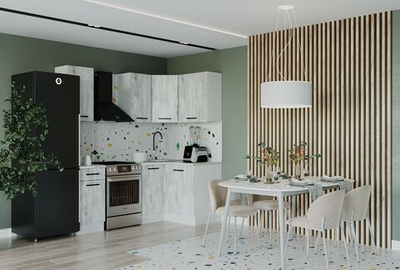 Кухонный гарнитур угловой Пайн 2000х1200 столешница 26 мм (с отдельно стоящей плитой)