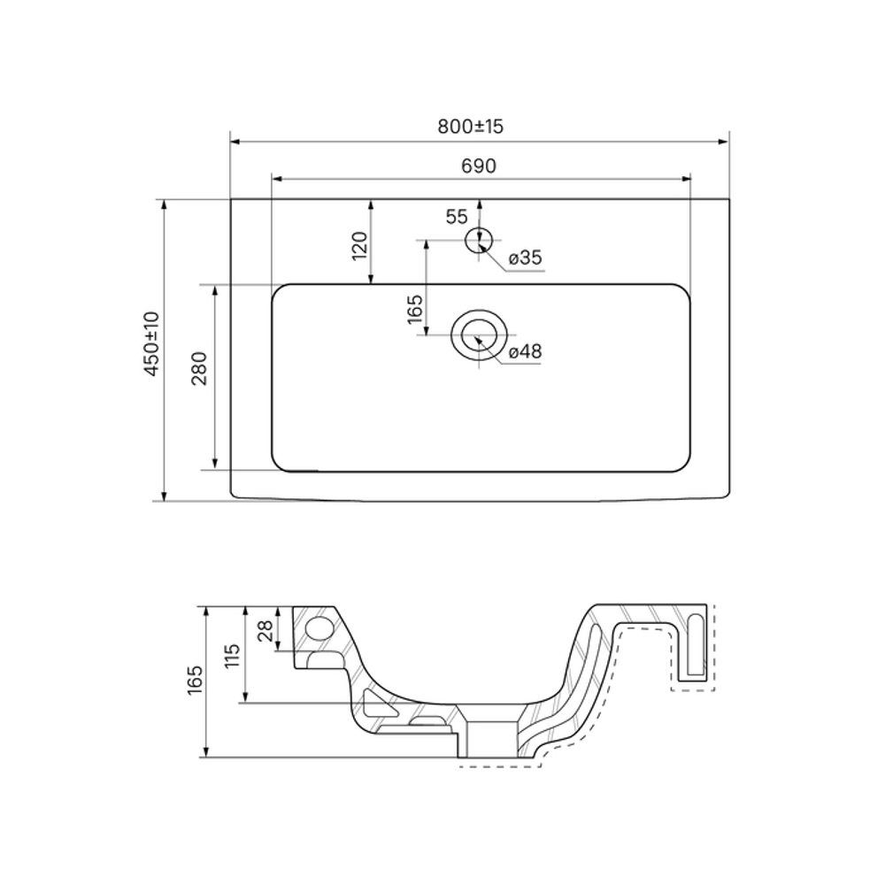 Тумба с умывальником IDDIS New Mirro, 80 см, подвесная, белая, NMIR80Wi95K