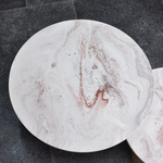 Комплект журнальных столиков с камнем Лейна лофт 2 шт, дизайнерский кофейный столик в гостиную, белый обеденный круглый стол