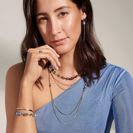 Длинные Серьги Coeur de Lion Gold-Blue 5064/21-0716 цвет голубой, золотой