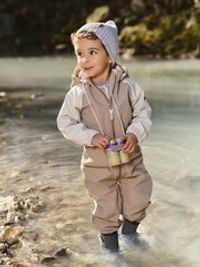 Комбинезон Softshell Колор-блок "Латте" с варежками 0+